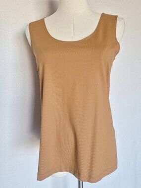 New Chico's Microfiber Contemporary Tank Top Scoop Neck Basic Knit Camel